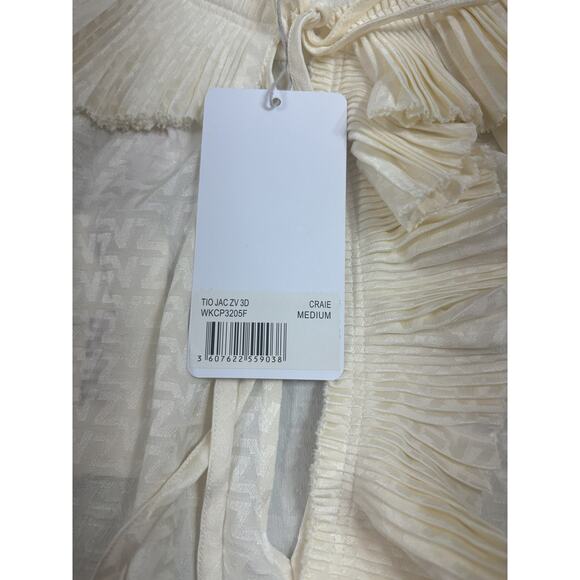 Zadig & Voltaire NWT Tio Jac Monogram 100% Silk Long Sleeve Blouse Cream Medium - Picture 3 of 5